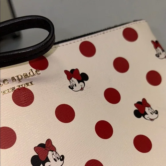 kate spade White & Red Minnie Mouse Polka Dot Wristlet Clutch - Picture 9 of 16